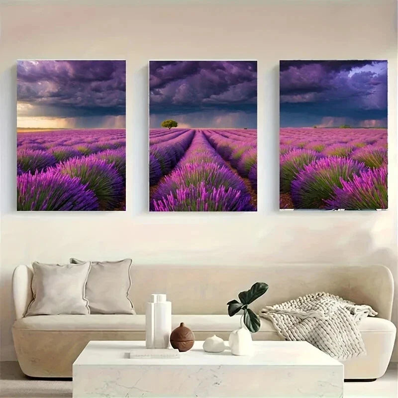3pcs A Lonely Tree Stands Among Majestic White Metal Print Ready to Hang Art