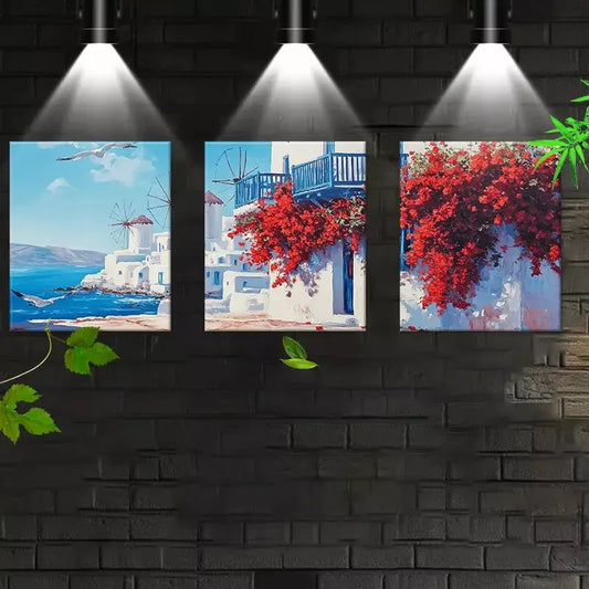 3pcs Seaside View Red Floral & Seagull Wall Art Set Canvas Framed 40x60cm - High Quality Print 100% Australian Made Wall Canvas Ready to Hang