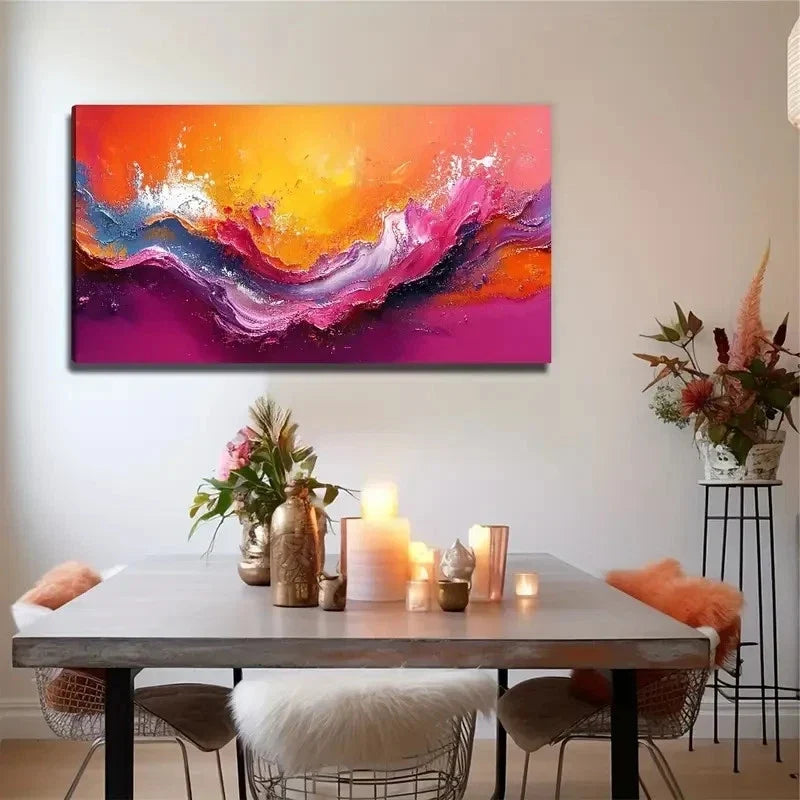 Abstract Painting Perfect Wall Art Canvas Office Home Room Framed 80x45cm