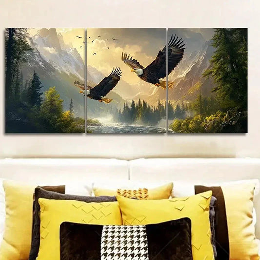 3pcs Two Flying Eagles Wall Art Set Canvas Framed 40x60cm - High Quality Print 100% Australian Made Wall Canvas Ready to Hang