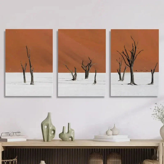 3pcs Namibia Trip, Dead Plant Art Painting Metal Print Ready to Hang Art