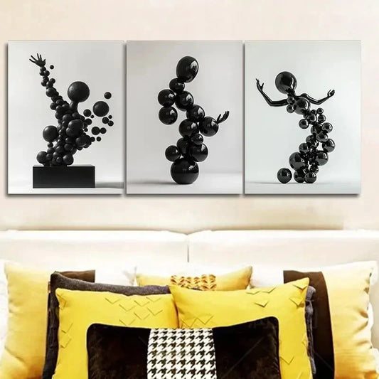 3pcs Many floating spheres Human Shape Wall Art Set Canvas Framed 40x60cm - High Quality Print 100% Australian Made Wall Canvas Ready to Hang