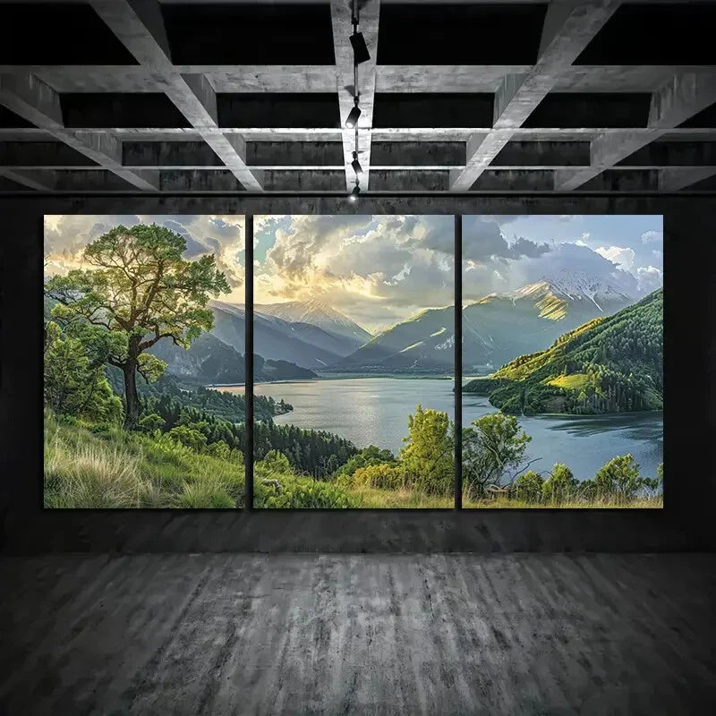3pcs Xueshan Lake Sunrise Nature Metal Print Ready to Hang Art