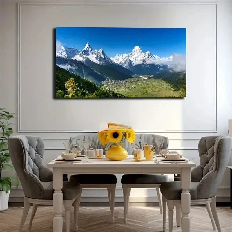 Realistic Snow Mountain Wall Art Canvas Office Home Room Framed 80x45cm