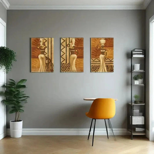 3pcs Ethnic Ancient Dance Painting Pictures Painting Metal Print Ready to Hang Art