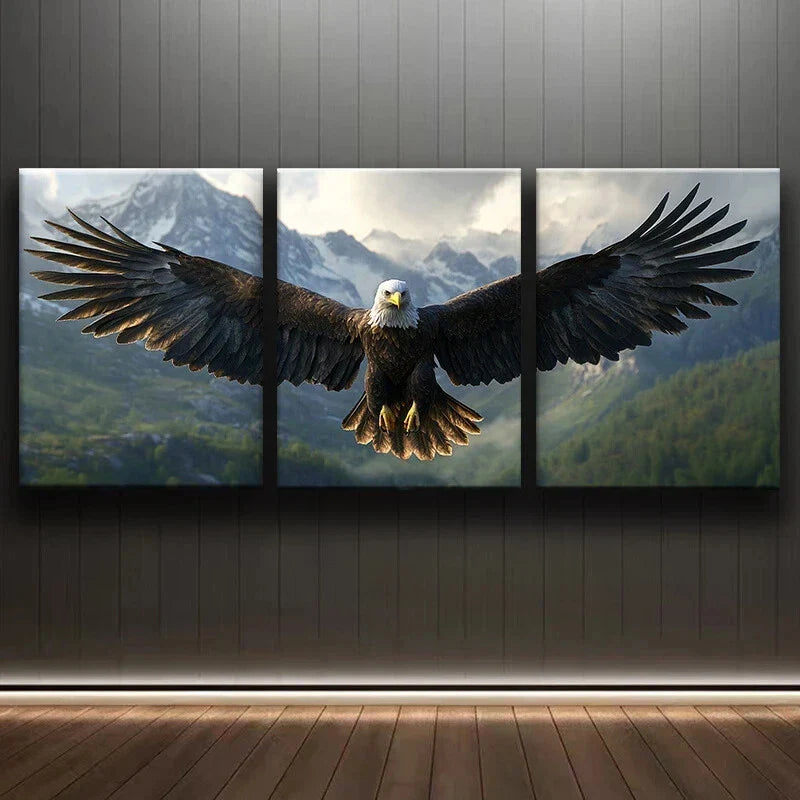 3pcs Nature Mountain Flying Eagle Metal Print Ready to Hang Art