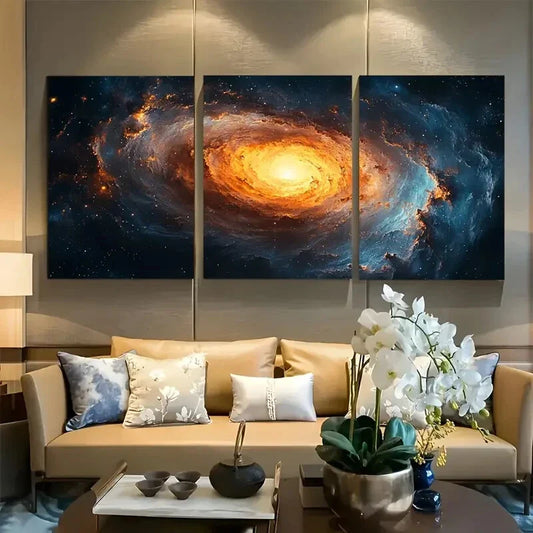 3pcs Galaxy in Space Universal View Metal Print Ready to Hang Art