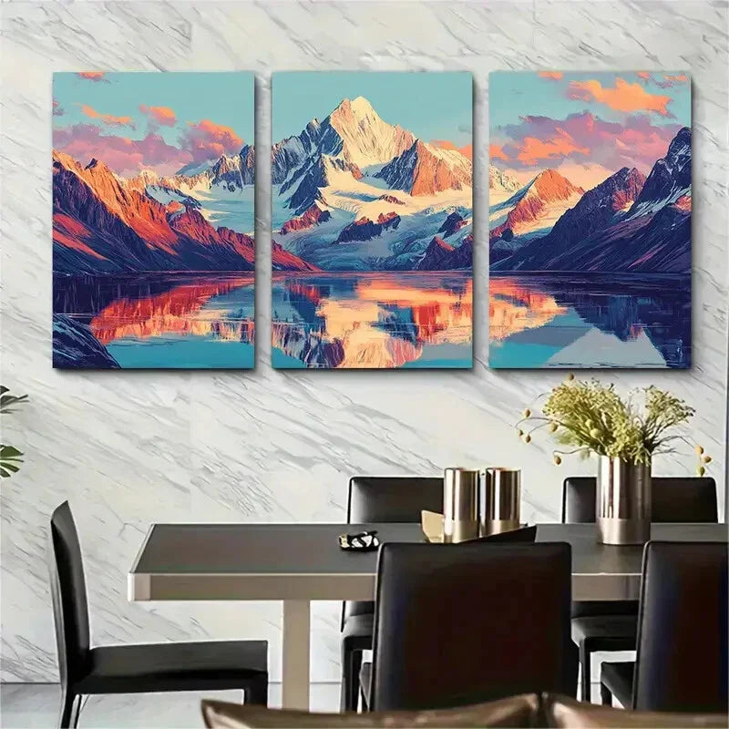3pcs Vibrant Watercolor Cityscape with Big Ben Metal Print Ready to Hang Art