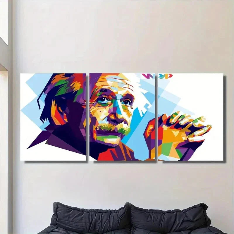 3pcs Vibrant Abstract Portrait Metal Print Ready to Hang Art