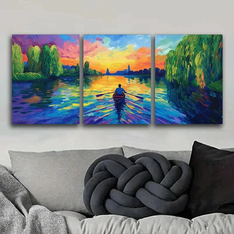 3pcs Abandoned Lake, Wall Art Set Canvas Framed 40x60cm - High Quality Print 100% Australian Made Wall Canvas Ready to Hang