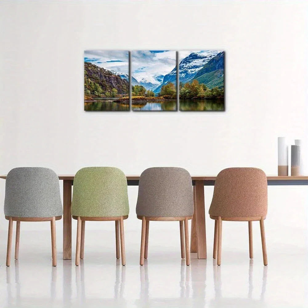 3pcs Norway Mountain Lake Nature Scene Metal Print Ready to Hang Art