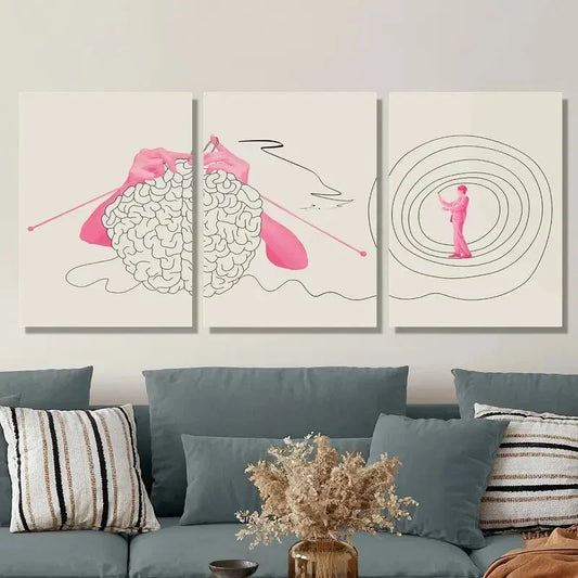 3pcs Abstract Creative Concepts, Metal Print Ready to Hang Art