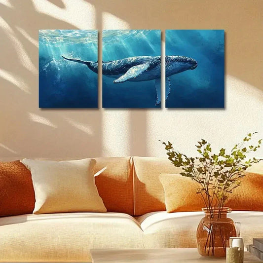 3pcs Humpback Whale Triptych Metal Print Ready to Hang Art