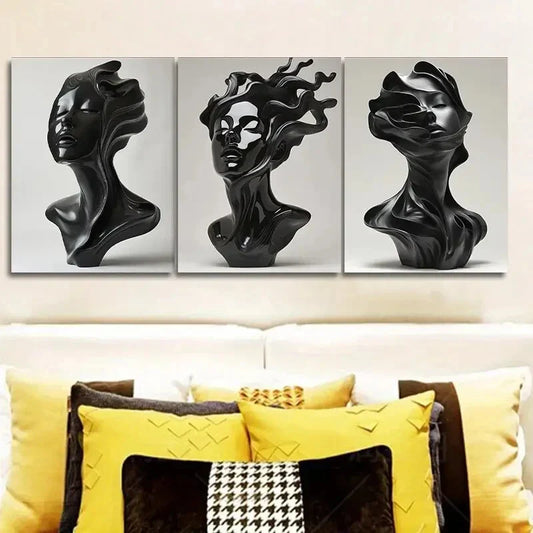 3pcs Matte ceramic sculpture Wall Art Set Canvas Framed 40x60cm - High Quality Print 100% Australian Made Wall Canvas Ready to Hang
