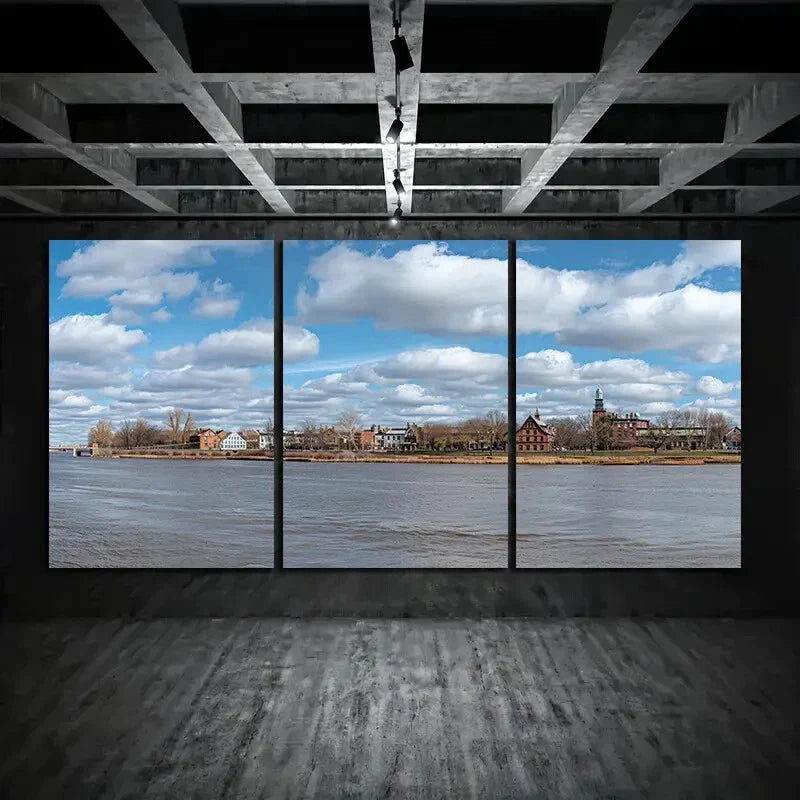 3pcs Sea White Cloud Blue Sky Metal Print Ready to Hang Art