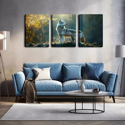 3pcs A Lone Wolf, New Launch Wall Art Set Canvas Framed 40x60cm - High Quality Print 100% Australian Made Wall Canvas Ready to Hang