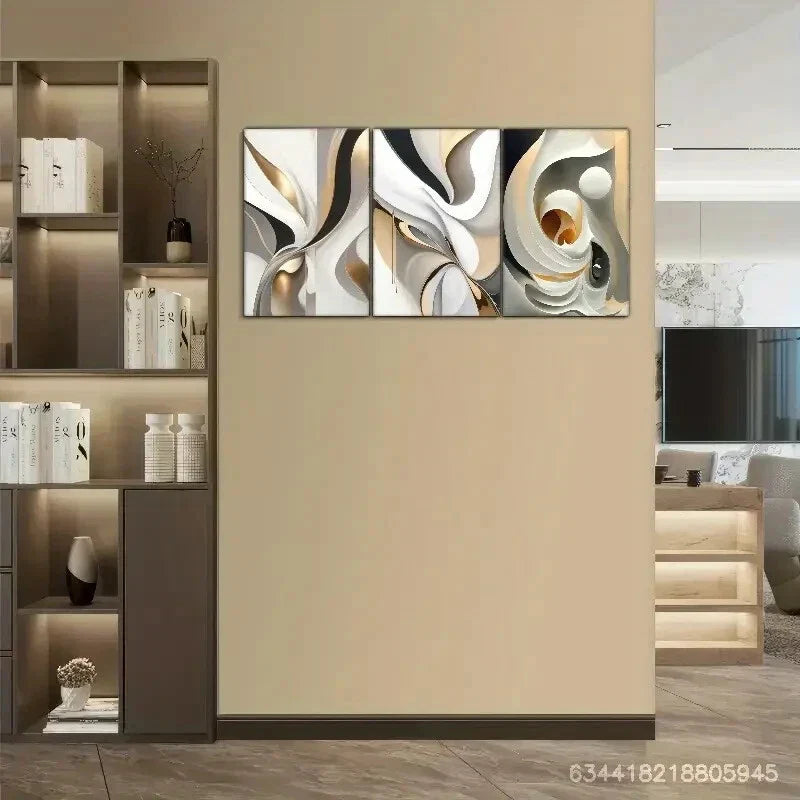 3pcs Stylish Space Artistic Decoration Abstract Metal Print Ready to Hang Art