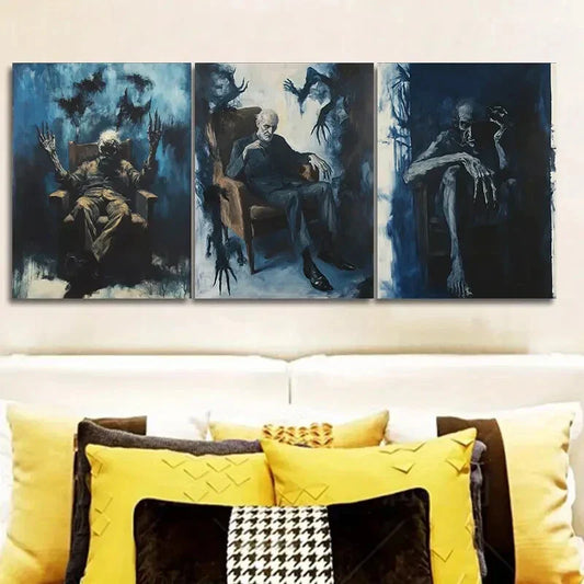 3pcs Decadent Man Series,Dark Themed Wall Art Set Canvas Framed 40x60cm - High Quality Print 100% Australian Made Wall Canvas Ready to Hang
