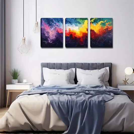 3pcs Vibrant Abstract River Wall Art Set Canvas Framed 40x60cm - High Quality Print 100% Australian Made Wall Canvas Ready to Hang