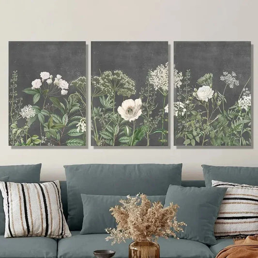 3pcs Vintage Garden Floral Artwork Metal Print Ready to Hang Art