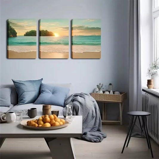 3pcs Stunning Artwork, Romantic, Casual Beach Wall Art Set Canvas Framed 40x60cm - High Quality Print 100% Australian Made Wall Canvas Ready to Hang