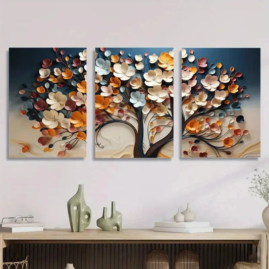 3pcs Blue & White Gradient Background, Metal Print Ready to Hang Art