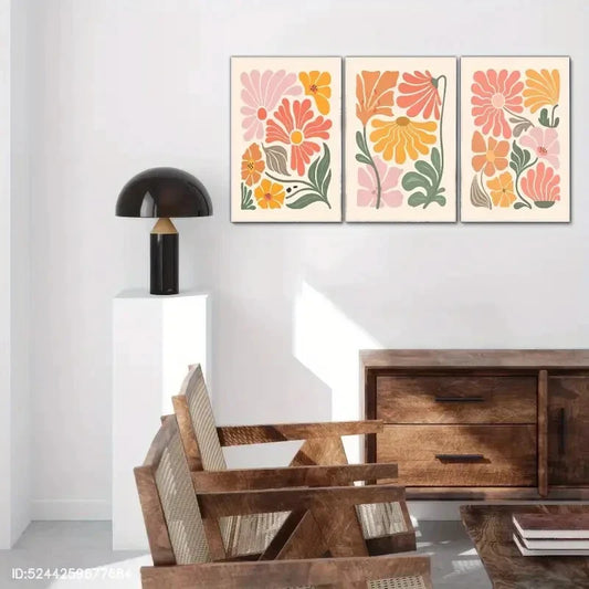 3pcs Choice Flower Pattern Decoration Poster Metal Print Ready to Hang Art