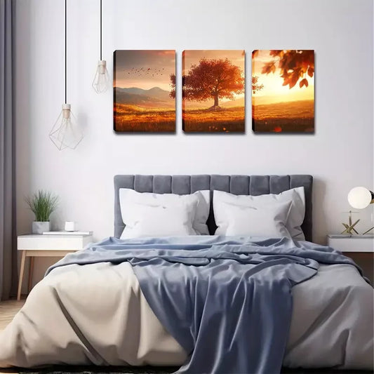 3pcs Facing The Sun Of The Tree Wall Art Set Canvas Framed 40x60cm - High Quality Print 100% Australian Made Wall Canvas Ready to Hang