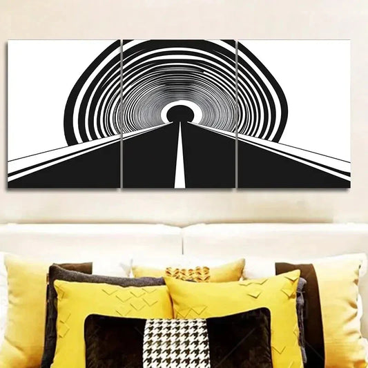 3pcs Tunnel black hole Wall Art Set Canvas Framed 40x60cm - High Quality Print 100% Australian Made Wall Canvas Ready to Hang