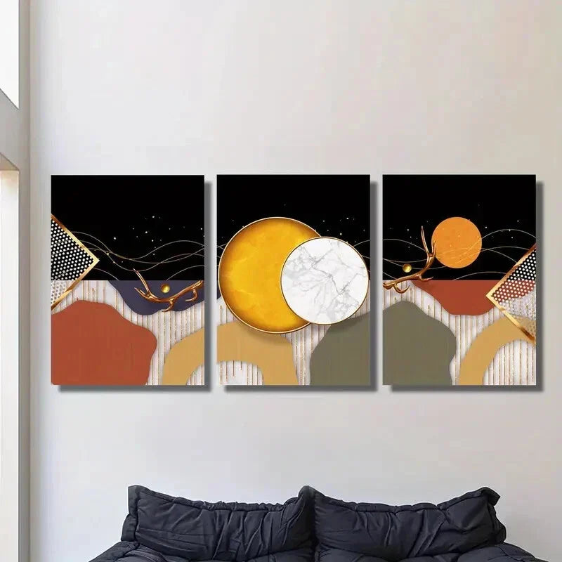 3pcs Featuring Elegant Crystal Porcelain Showcase Metal Print Ready to Hang Art