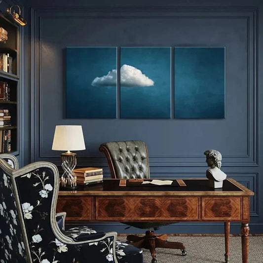 3pcs Abstract Cloudscape Art White Fluffy Cloud Metal Print Ready to Hang Art