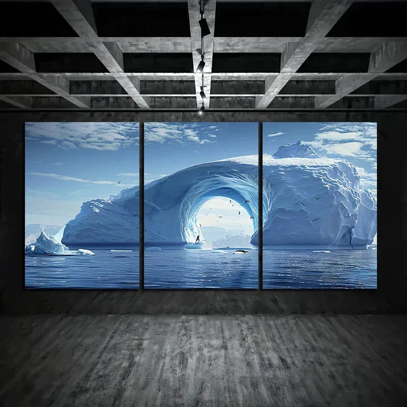 3pcs The Magnificent South Sea Iceberg Metal Print Ready to Hang Art