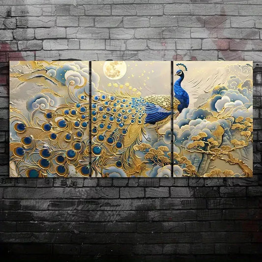 3pcs Peacock Oil Painting Canvas Framed 40x60cm - High Quality Print 100% Australian Made Wall Canvas Ready to Hang