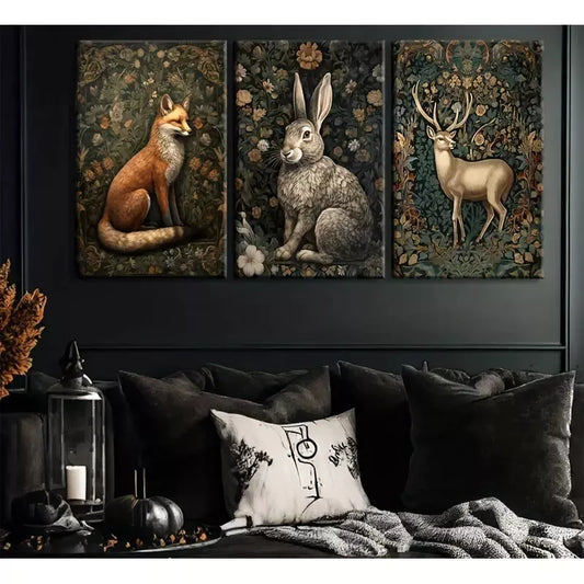 3pcs William Morris Animal Canvas Framed 40x60cm - High Quality Print 100% Australian Made Wall Canvas Ready to Hang