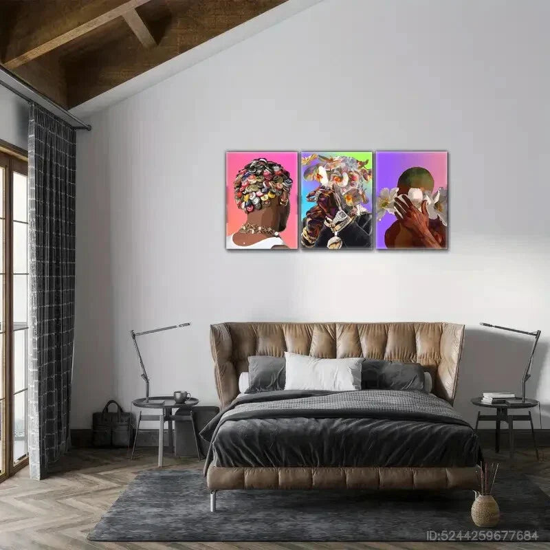 3pcs Visual Language Hip Hop Black Art Poster Metal Print Ready to Hang Art