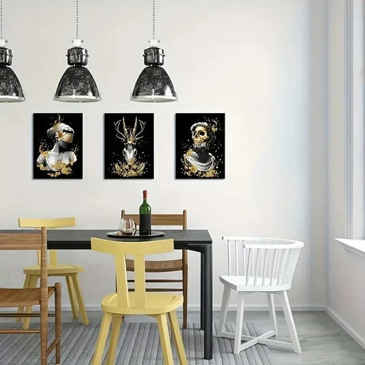 3pcs Retro Horror Theme Portrait Metal Print Ready to Hang Art