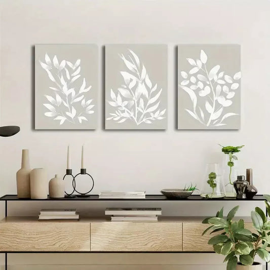 3pcs Abstract Botanical Watercolor Boho Chic Canvas Framed 40x60cm - High Quality Print 100% Australian Made Wall Canvas Ready to Hang