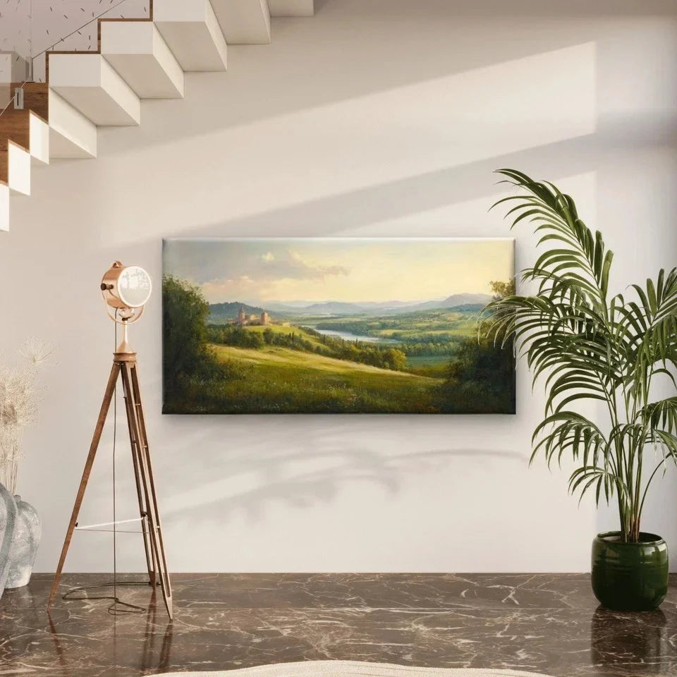 Scenic Mountain and River Wall Art Canvas Office Home Room Framed 80x45cm