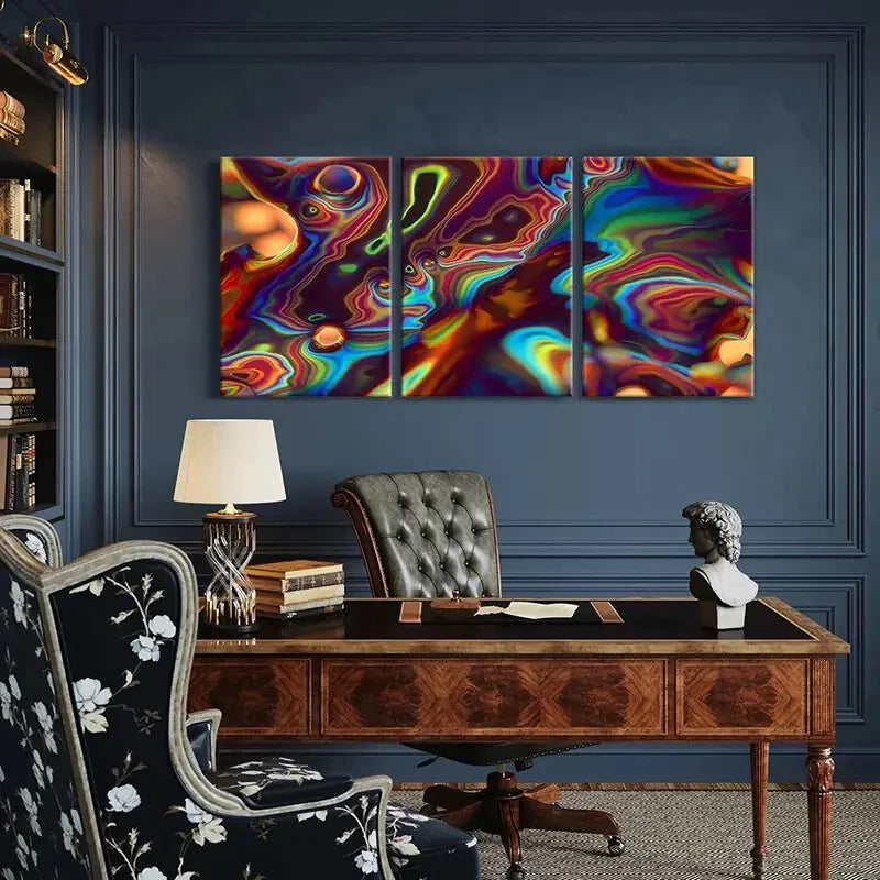 3pcs Abstract Halo Modern Metal Print Ready to Hang Art