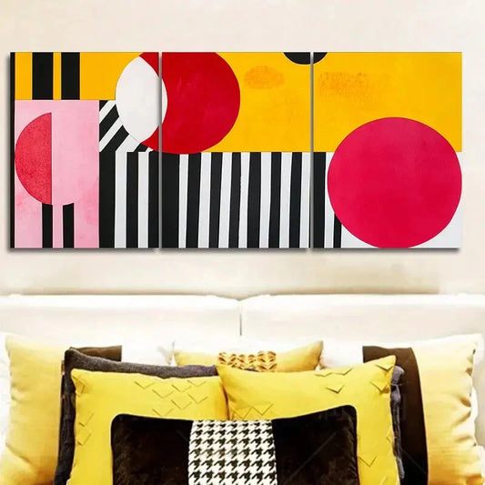 3pcs Luxurious, Line Collages Wall Art Set Canvas Framed 40x60cm - High Quality Print 100% Australian Made Wall Canvas Ready to Hang