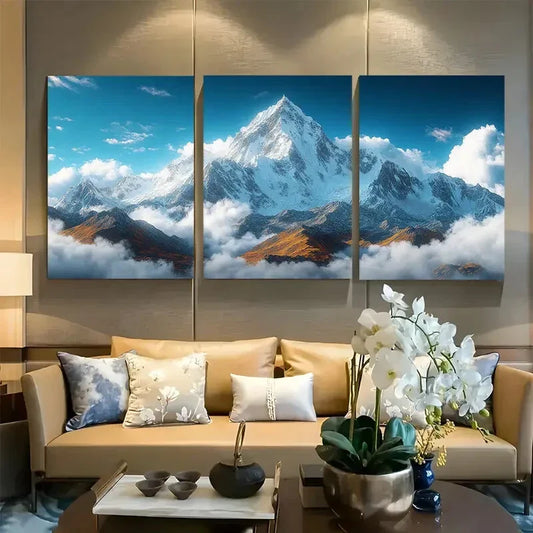 3pcs Everest Summit and Khumbu Glacier Metal Print Ready to Hang Art