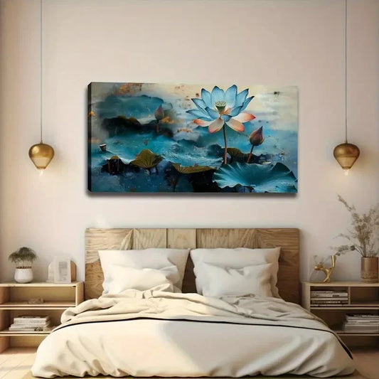 Serene for Lotus Blossom & Soft Wall Art Canvas Office Home Room Framed 120x60cm