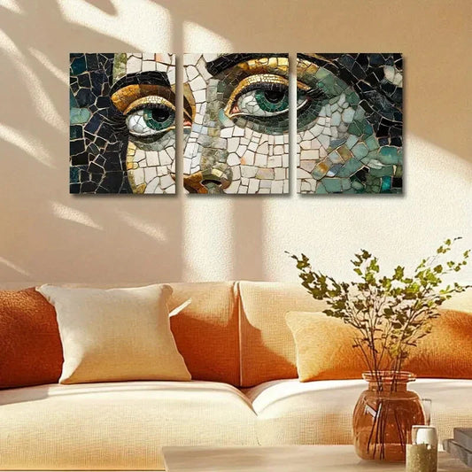 3pcs Luxurious Roman face Design Metal Print Ready to Hang Art
