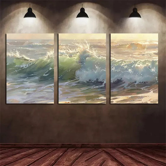 3pcs Oil Painting Under The Sunshine Canvas Framed 40x60cm - High Quality Print 100% Australian Made Wall Canvas Ready to Hang