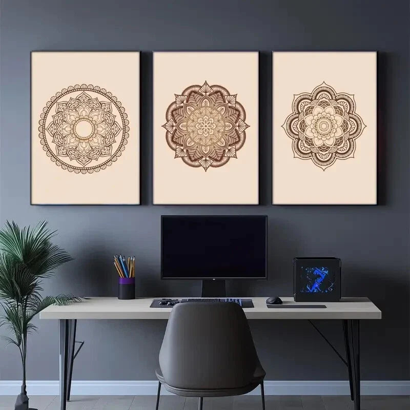 3pcs Expression Geometric Pattern Decorative Metal Print Ready to Hang Art
