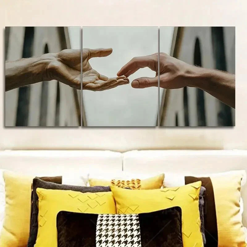 3pcs Mutual Attraction of Hands Design Metal Print Ready to Hang Art