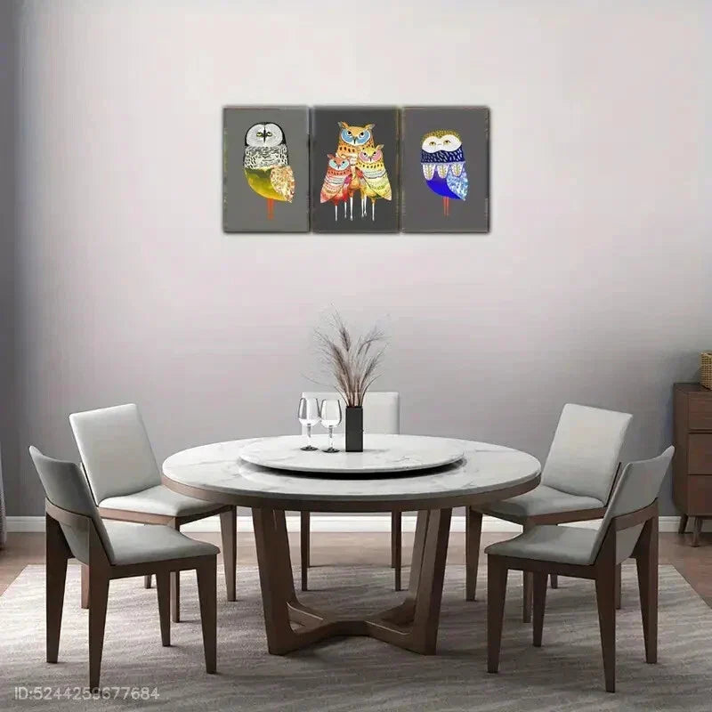 3pcs Whimsical Animal Portraits in Vibrant Colors Metal Print Ready to Hang Art