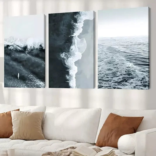 3pcs Ocean Waves View Canvas Framed 40x60cm - High Quality Print 100% Australian Made Wall Canvas Ready to Hang