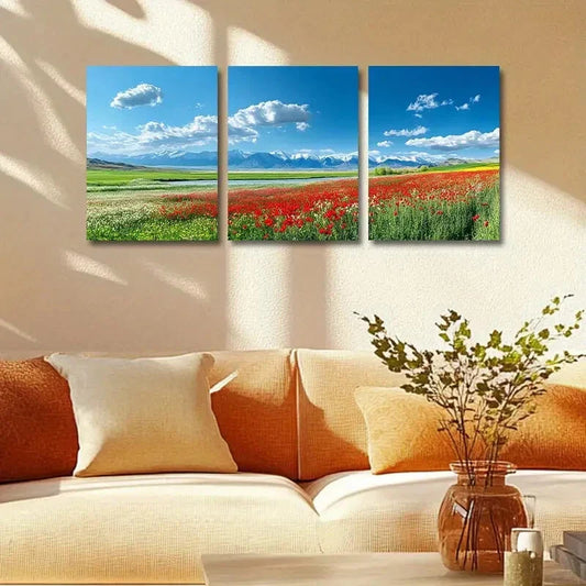 3pcs Steppe Floral with Greenery Design Metal Print Ready to Hang Art