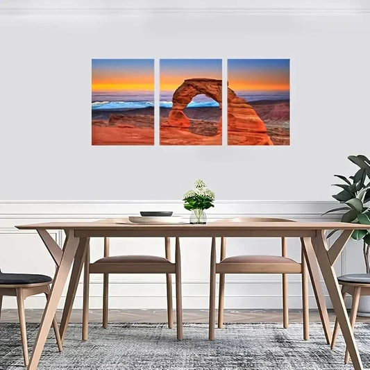 3pcs Delicate Arch Sunset Landscape Metal Print Ready to Hang Art
